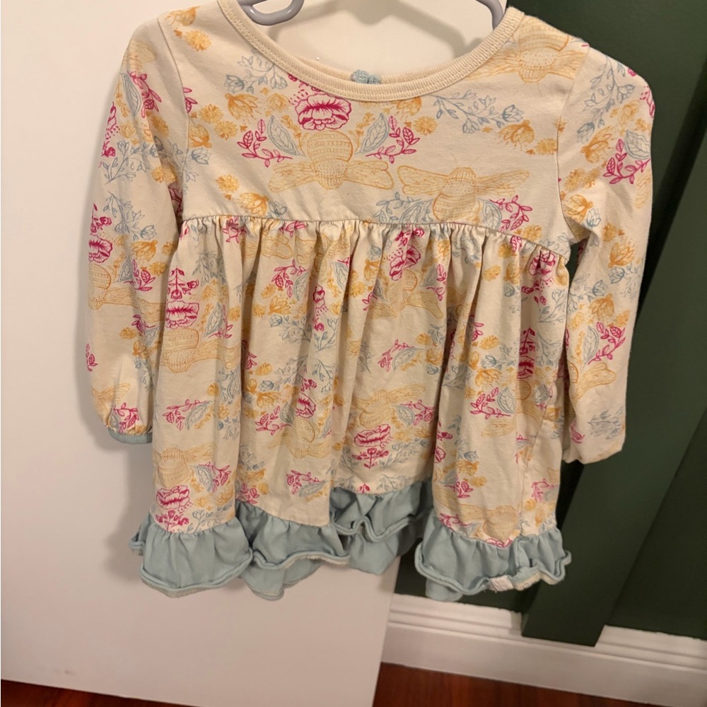 Burt's Bees Cream Floral Long Sleeve dress